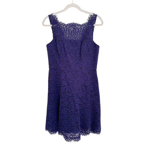 Shoshanna Navy Blue Lace Scalloped Sleeveless Mini Cocktail Dress 10 - Picture 3 of 13